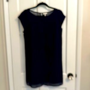 Navy Silk Mini Joie dress - sheer over slip M